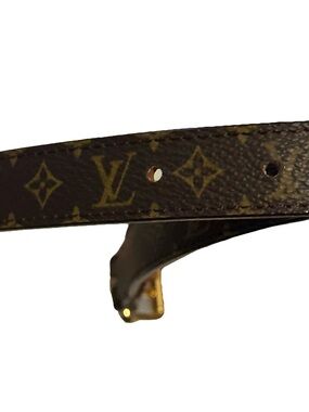 Louis Vuitton Monogram Leather Belt with Gold Buckle